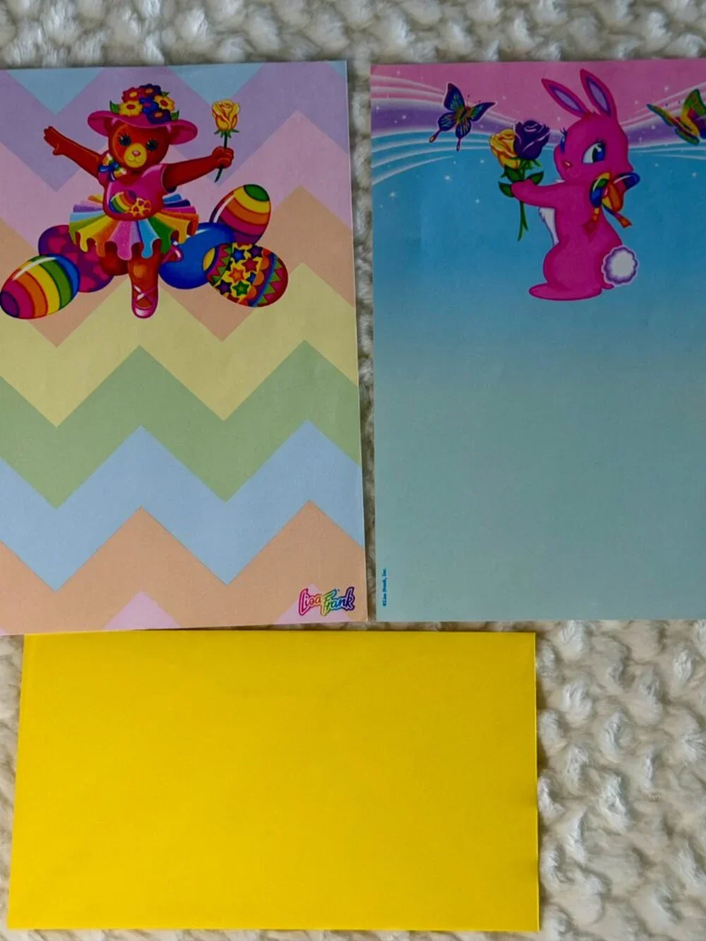 Vintage Lisa Frank Easter Stationary Paper- Easter Bunny & Ballerina Easter Bear